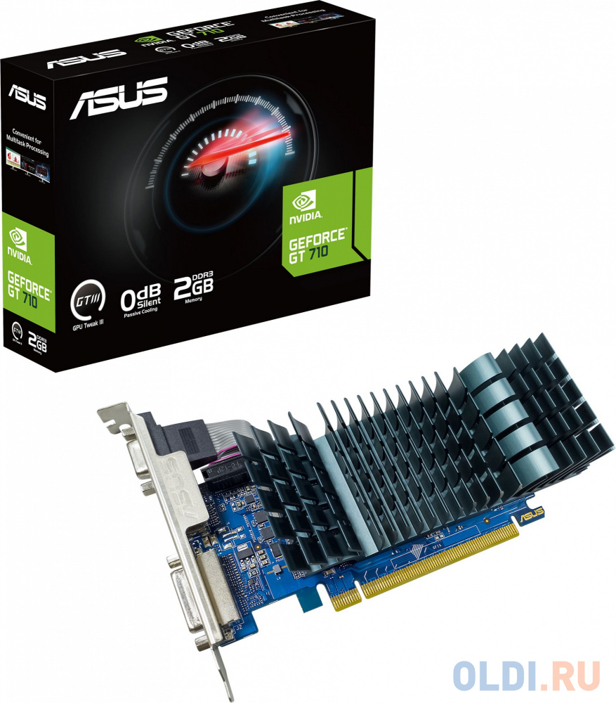 Видеокарта Asus PCI-E GT710-SL-2GD3-BRK-EVO NVIDIA GeForce GT 710 2048Mb 64 DDR3 954/900 DVIx1 HDMIx1 CRTx1 HDCP Ret low profile