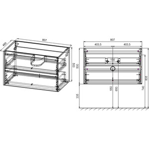 Тумба с раковиной Vincea Gio 80х46 T.Oak (VMC-2G800TO, VBS-13980)