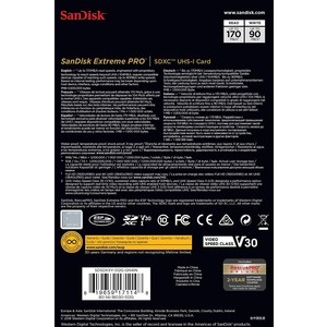 Карта памяти Sandisk Extreme Pro SDXC Card 512GB - 170MB/s V30 UHS-I U3 (SDSDXXY-512G-GN4IN) в Москвe