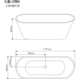 Акриловая ванна Grossman 170x80 (GR-1501) в Москвe