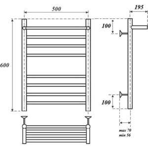 Полотенцесушитель электрический Point П7 500х600 с полкой хром (PN10156SPE)