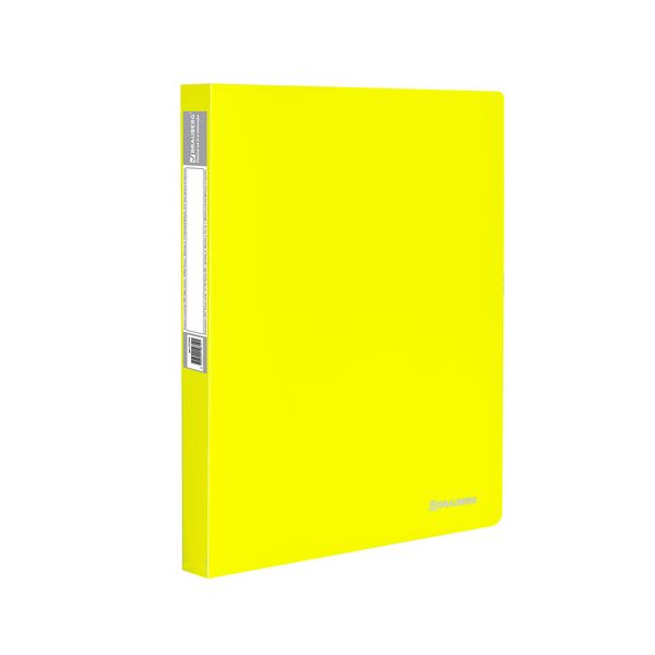 Папка на 2 кольцах BRAUBERG Neon, 25 мм, внутренний карман, неоновая, желтая, до 170 листов, 0,7 мм, 227457, (6 шт.)