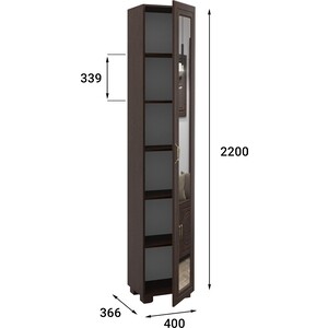 Шкаф-пенал с зеркалом Compass Монблан МБ-22К венге/орех шоколадный в Москвe
