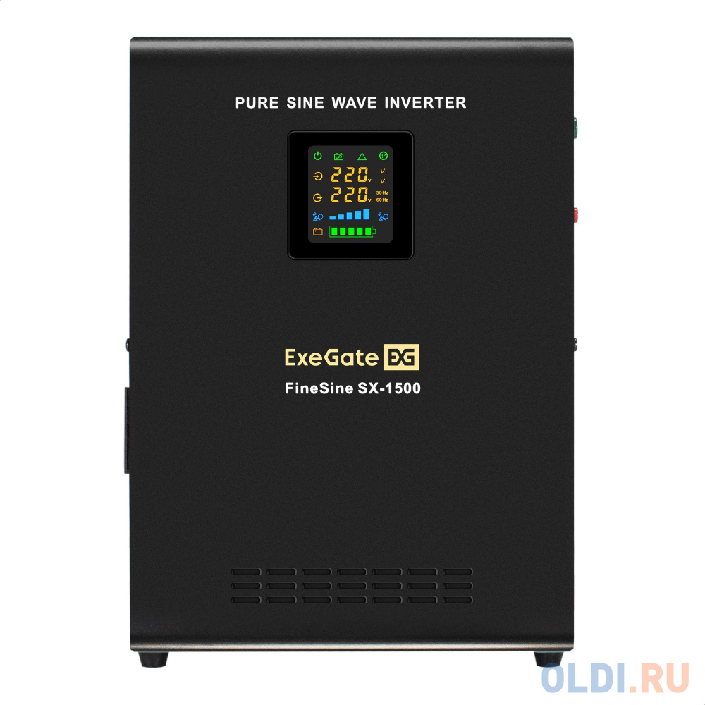 Комплект ИБП EX295998RUS + батарея 100Aч EX282985RUS 2шт (инвертор, синус, для котла, настенный) ExeGate FineSine SX-1500.LCD.AVR.2SH <1500VA/1050W