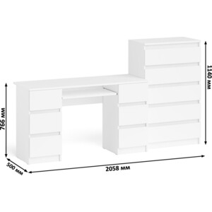 Комплект СВК Мори Стол компьютерный МС-2 + Комод МК700.5, цвет белый в Москвe