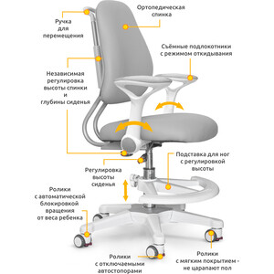 Детское кресло ErgoKids Y-507 KG Armrests (Y-507 ARM/KG) (с подлокотниками) обивка серая однотонная