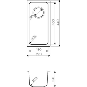 Дополнительная чаша Omoikiri Tadzava 22-U IN нержавеющая сталь (4993734, 4994230)