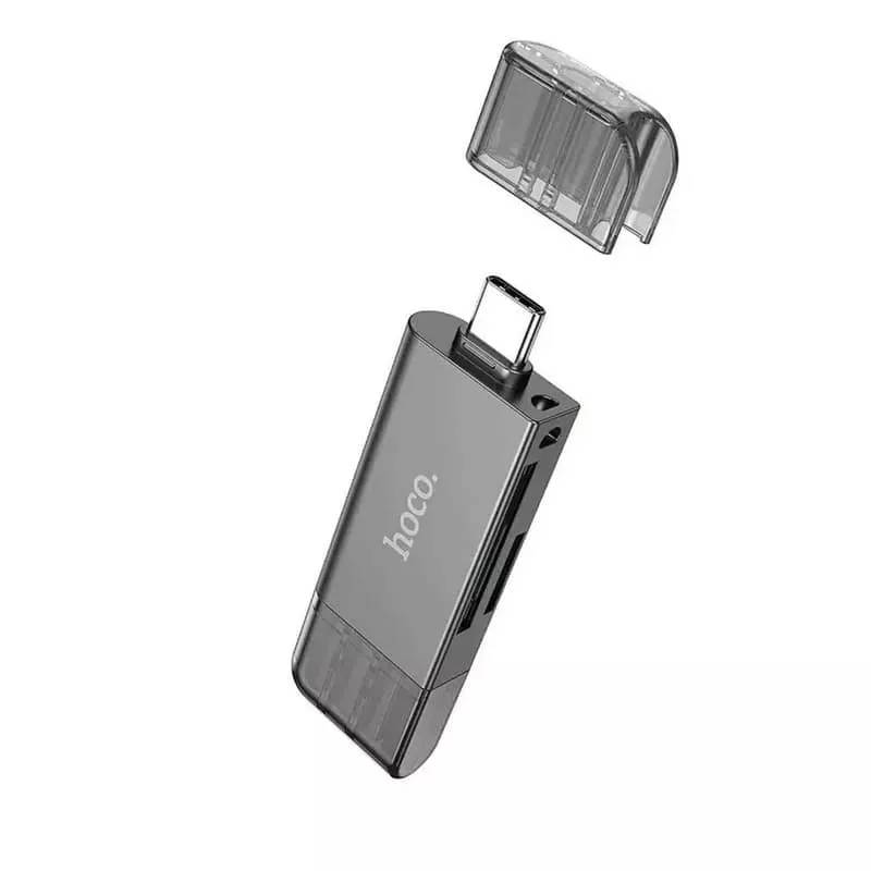 Карт-ридер Hoco HB39 2-in-1 USB-A/USB-C/microSD Grey 6942007604819