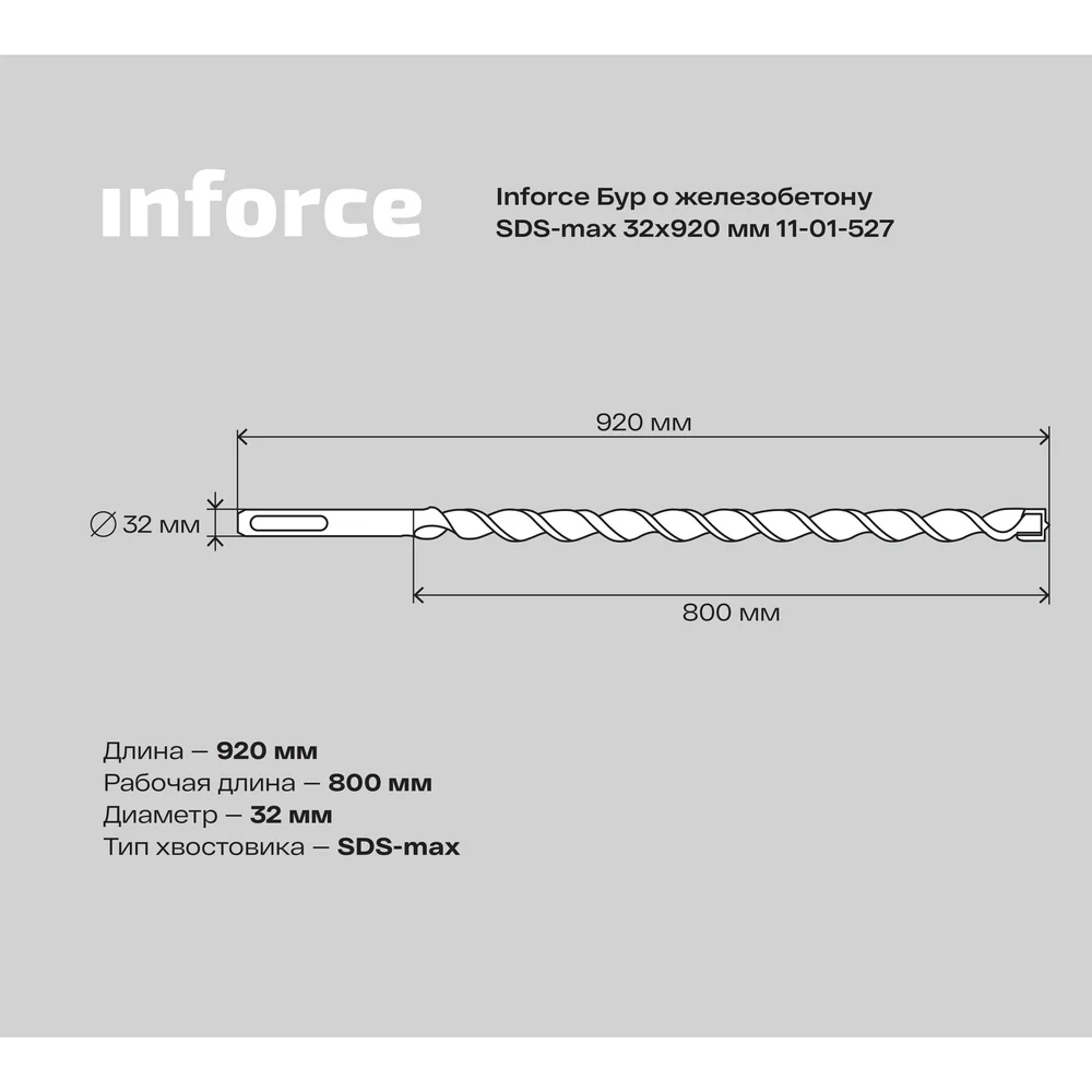 Бур sds-max по железобетону Inforce