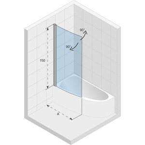 Шторка для ванной Riho Novik Z108 90х150 Lyra правая, прозрачная, хром (G003039120)
