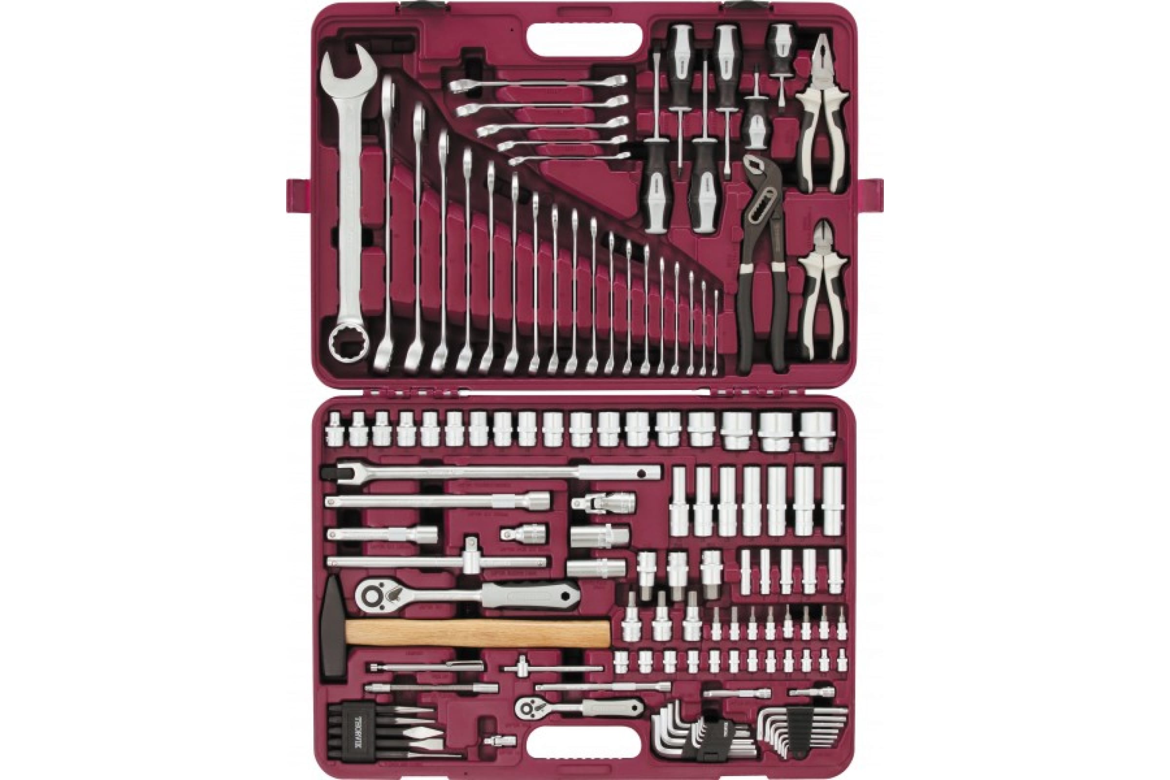 Набор инструментов Thorvik UTS0128, предметов в наборе: 128 шт., 1/4", 1/2", пластиковый кейс (52801)