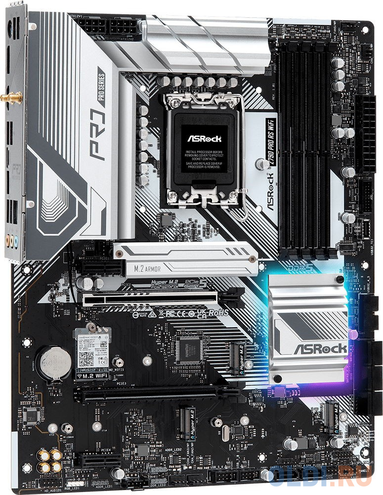 Материнская плата Asrock Z790 PRO RS WIFI Soc-1700 Intel Z790 4xDDR5 ATX AC`97 8ch(7.1) 2.5Gg RAID+HDMI+DP