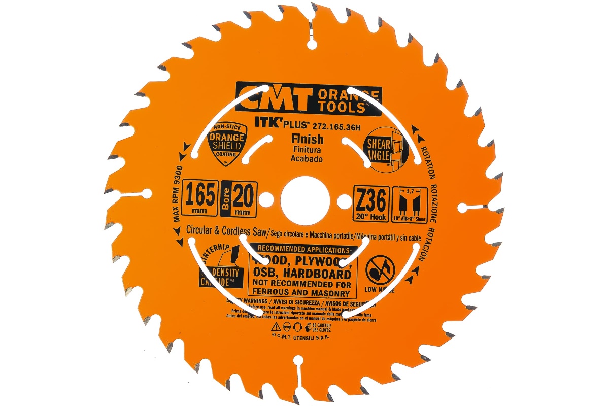 Диск пильный CMT 165*20 (+15.87)*1,7/1,1 20" 10" ATB + 8 Shear Z=36 272.165.36H