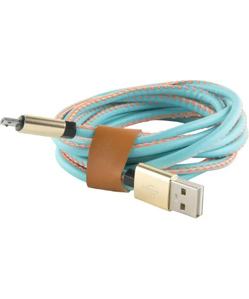 Дата-кабель Red Line USB - micro USB (2 метра) оплетка "экокожа", синий УТ000014172