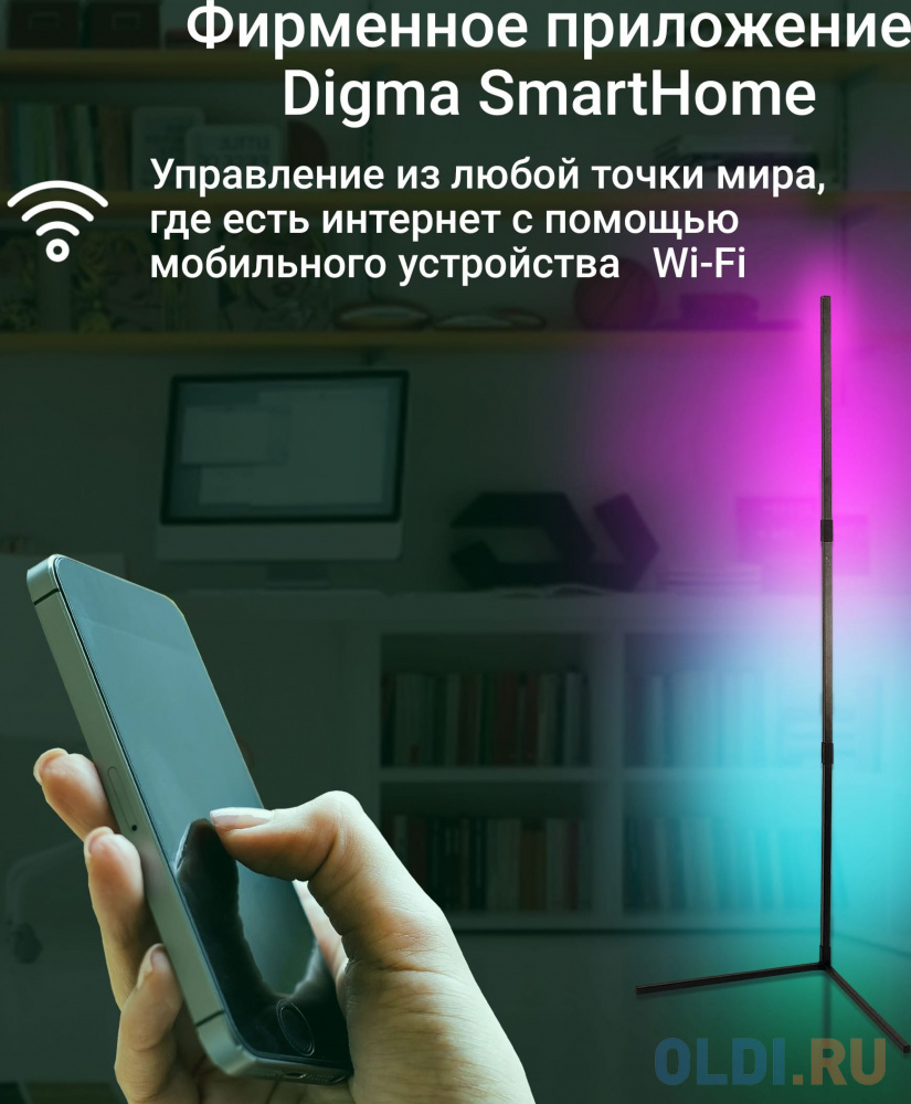 Умный светильник Digma FloorLight FL11 напол. черный (FL11)