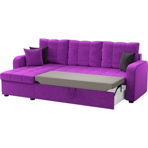 Угловой диван Мебелико Ливерпуль микровельвет фиолетовый левый угол
