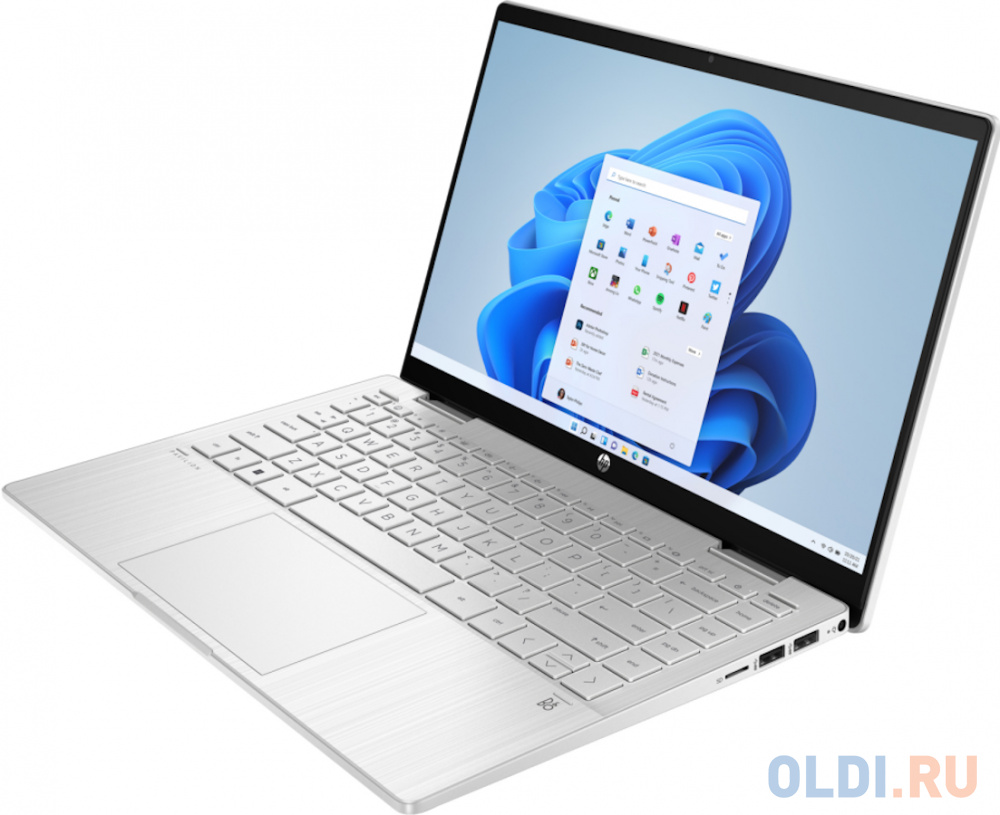 Ноутбук HP Pavilion x360 14-ek1015ci Core i7 1355U 16Gb SSD512Gb Intel Iris Xe graphics 14" IPS Touch FHD (1920x1080) Free DOS silver WiFi BT Cam в Москвe