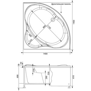 Акриловая ванна Aquanet Palau 140x140 с каркасом, без гидромассажа (205535) в Москвe