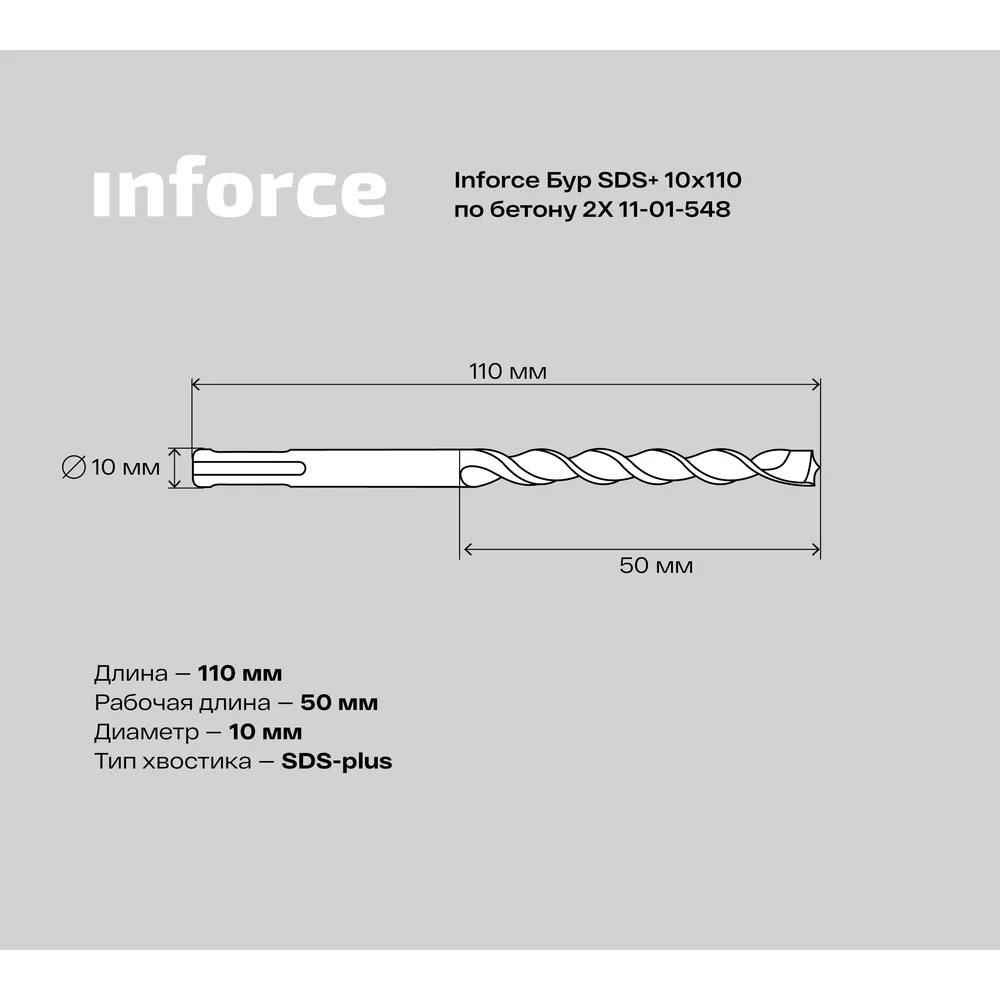 Бур sds-plus по бетону Inforce в Москвe