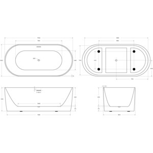 Акриловая ванна BelBagno 170х80 слив-перелив, белая матовая (BB411-1700-800-MATT) в Москвe