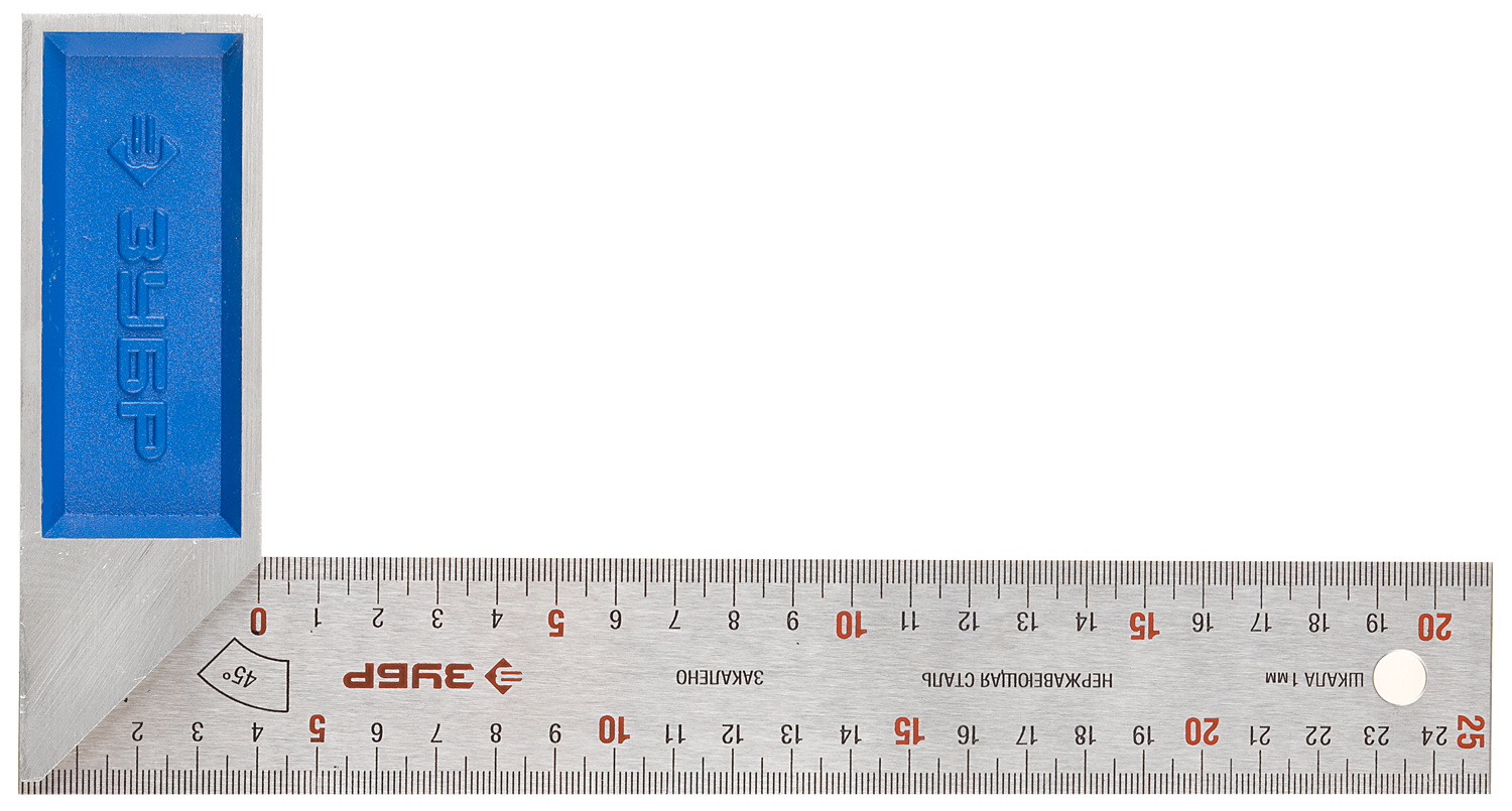 Угольник столярный ЗУБР ПРОФЕССИОНАЛ 34393-25, 250мм x 37мм, усиленный с нержавеющим полотном, серый (34393-25)