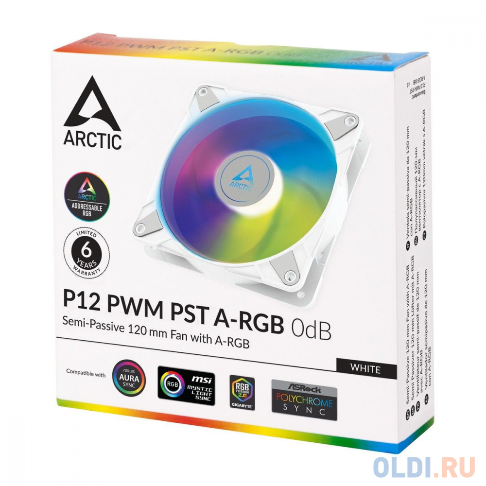 Вентилятор корпусной ARCTIC P12 PWM PST A-RGB  (White) retail  арт. ACFAN00254A