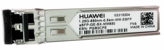 Модуль SFP Huawei ESFP-GE-SX-MM850, 500 м, LC, Tx:850 нм, Rx:850 нм, 1.25 Гбит/с, MM, двойной, DDM (02315204)