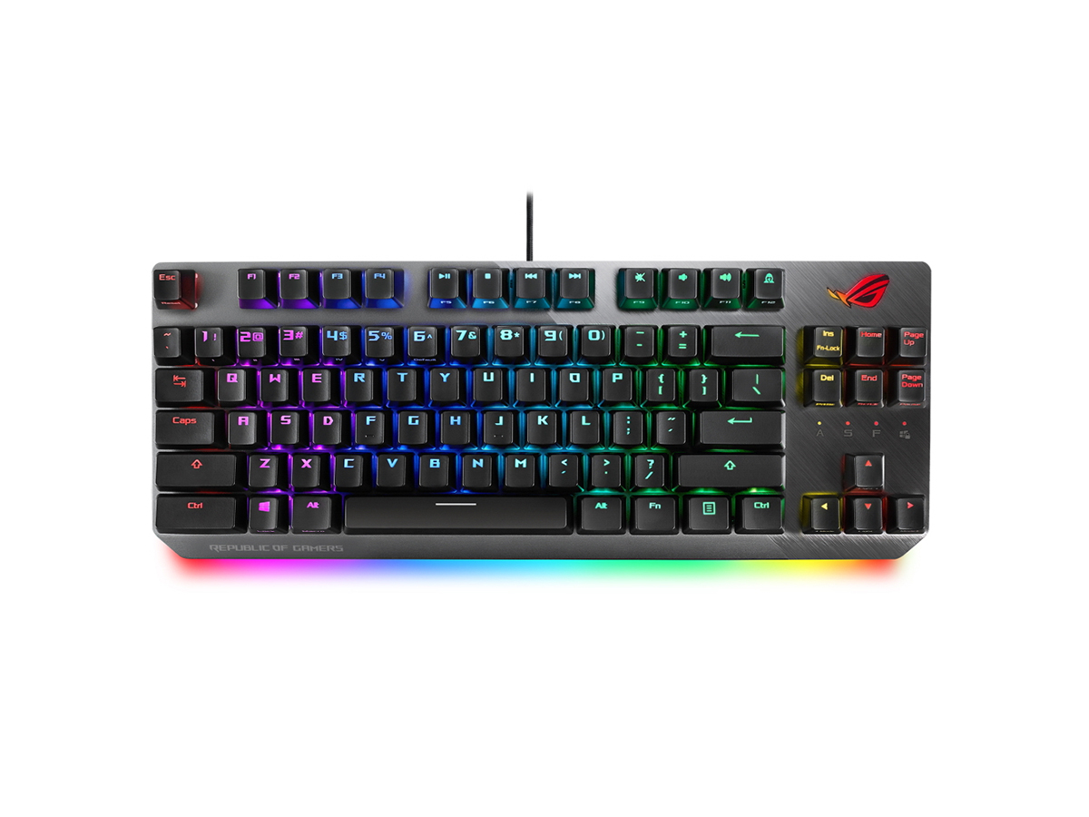 Клавиатура проводная механическая ASUS ROG Strix Scope NX TKL (ROG NX Red), USB, RGB, Серый/Черный, 90MP00N6-BKRA00