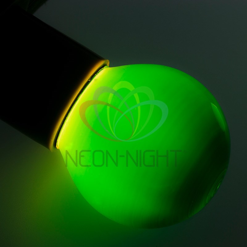Лампа накаливания E27 шар/D45, 10Вт, 8600K / зелёный, 36000лм, NEON-NIGHT (401-114)
