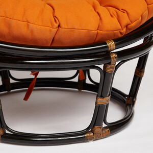 Кресло TetChair Papasan 23/01 W с подушкой Antique brown античный черно-коричневый/ткань оранжевый С23
