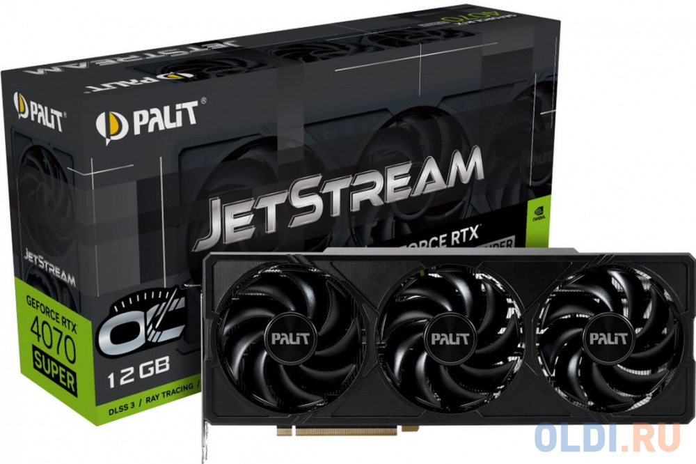 Видеокарта Palit RTX4070 SUPER JETSTREAM 12GB GDDR6X 192bit 3xDP HDMI 3FAN RTL