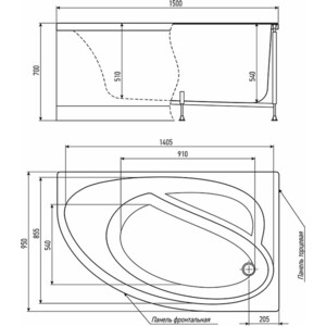 Акриловая ванна Timo Iva 150х95 правая, с каркасом (IVA1595R, KTIVA15)