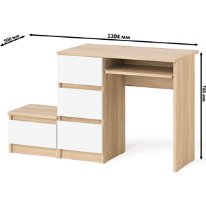 Стол компьютерный СВК Мори МС-6 левый + Тумба ТМП400.1, цвет дуб сонома/белый (1026882) в Москвe