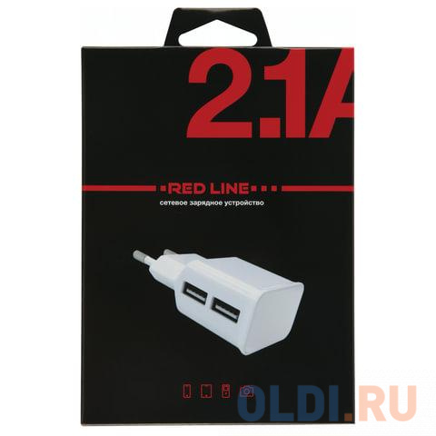 Сетевое зарядное устройство Red Line NT-2A 2.1A 2 х USB белый 453424