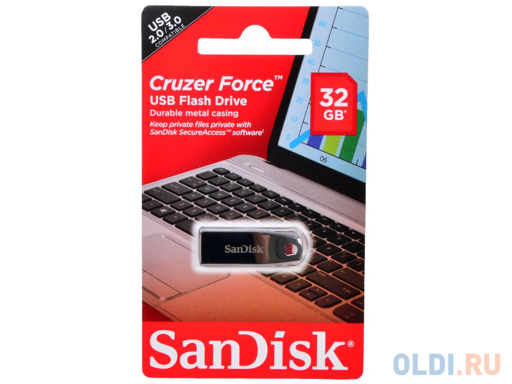 Внешний накопитель 32GB USB Drive <USB 2.0 SanDisk Cruzer Force (SDCZ71-032G-B35)