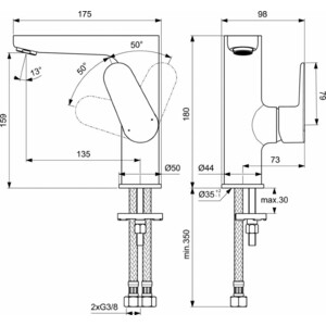 Смеситель для раковины Ideal Standard Cerafine O черный шелк (BC555XG)