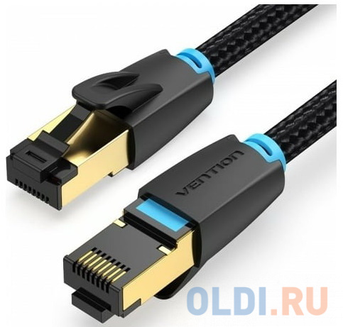 Патч-корд Vention прямой SFTP cat.8 RJ45 - 2м. Черный Тканевая оплетка в Москвe