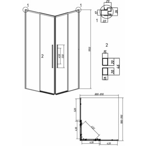 Душевой уголок Grossman Galaxy 100х90 тонированный, черный матовый (300.K33.01.1090.21.10)