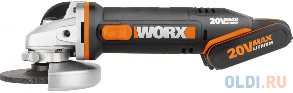 Угловая шлифмашина аккумуляторная WORX WX800  20В, 115 мм, 2*2,0Ач, кейс
