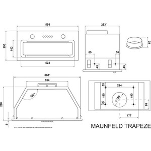 Вытяжка встраиваемая MAUNFELD TRAPEZE 602SGG White в Москвe