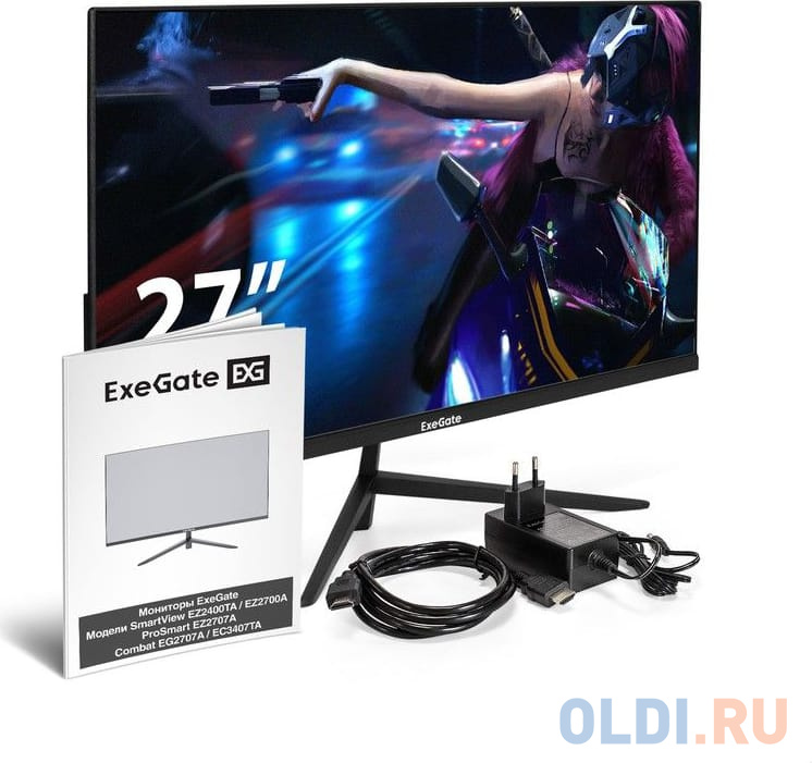 LCD ExeGate 27" EZ2700A ProSmart {IPS 1920x1080 75Hz 5ms 250cd 1000:1 178/178 D-Sub HDMI1.4 VESA} [EX296283RUS] в Москвe