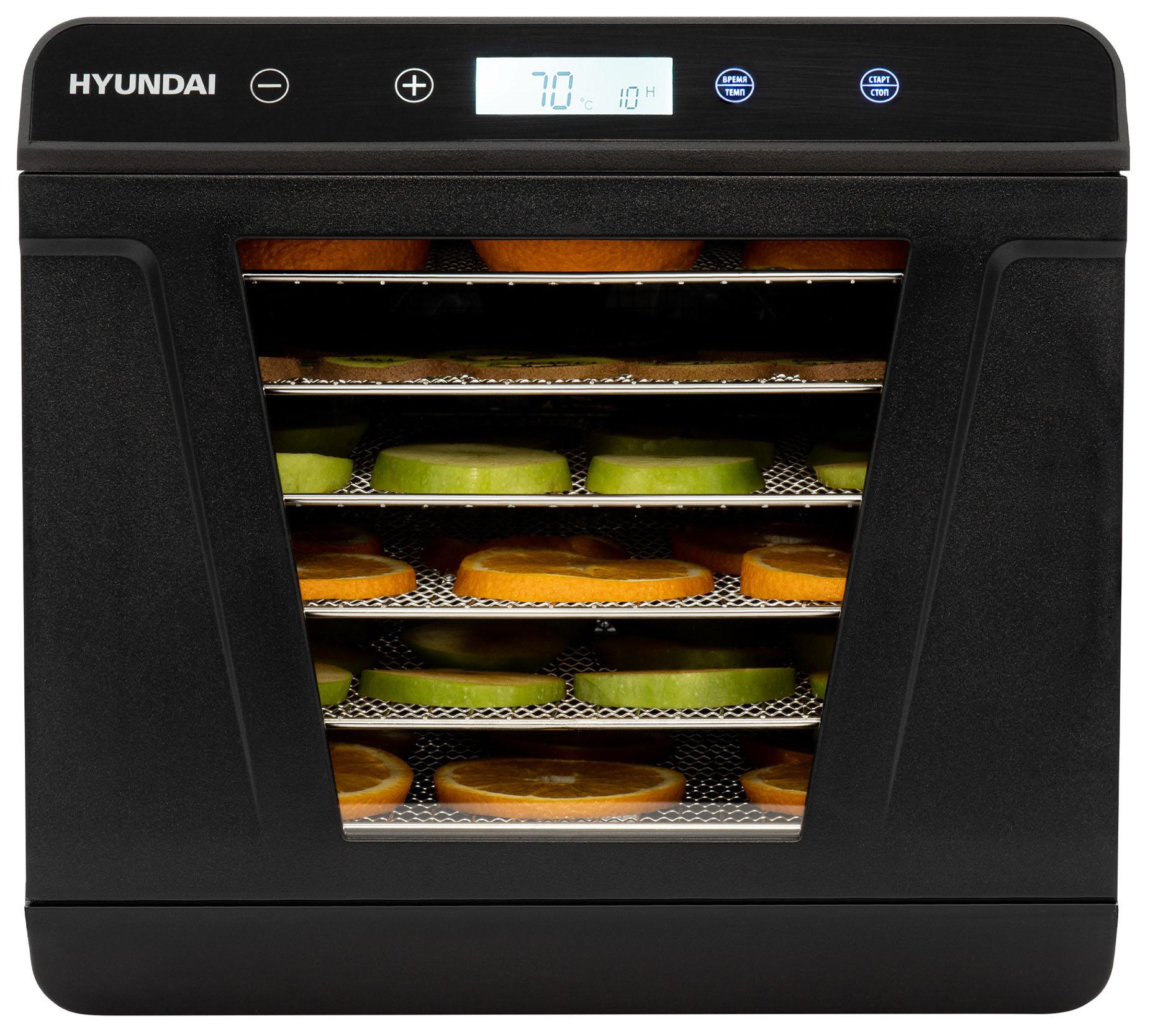 Сушилка для овощей и фруктов Hyundai HYFD-1205, 500 Вт, 35-70 °C, черный