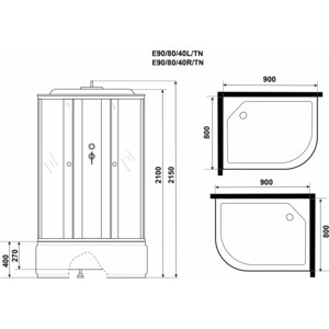 Душевая кабина Niagara Eco E90/80/40L/TN 90х80х215 левая