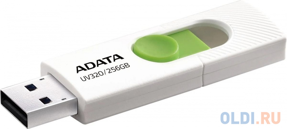 Флеш накопитель 256GB A-DATA UV320, USB 3.2, белый/зеленый