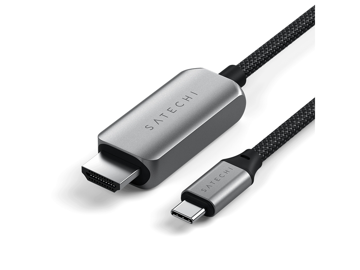 Кабель Satechi USB-C To HDMI 2.1 8K Cable, Поддержка 8K/60Hz, 0.8м, Серый ST-YH8KCM