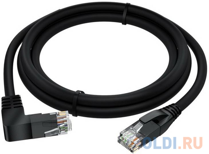 GCR Патч-корд прямой 2.0m UTP кат.5e, черный, нижний угол, литой, ethernet high speed, RJ45, T568B, GCR-53196 в Москвe