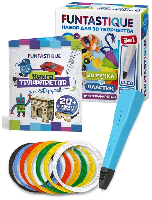 Ручка 3D Funtastique Cleo + PLA-пластик 20 цветов (4-1-FPN04U-PLA-20-SB-BOYS)