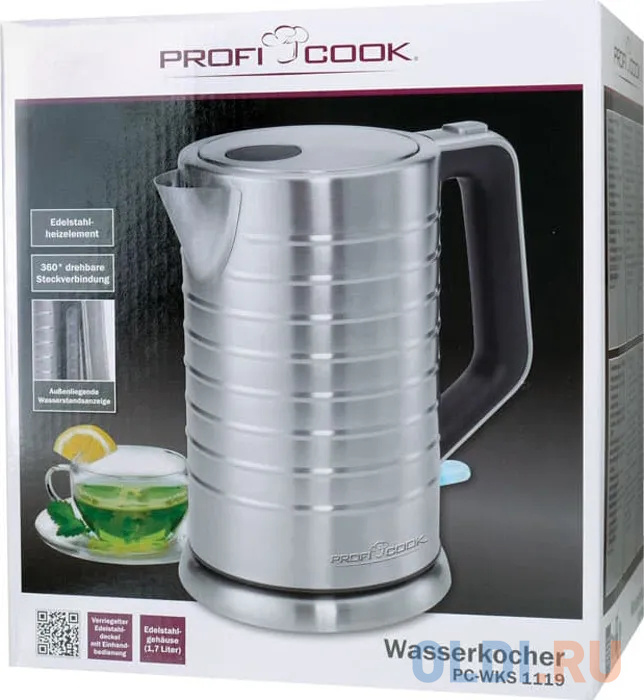 Чайник ProfiCook PC-WKS 1119 2200 Вт серебристый 1.7 л нержавеющая сталь