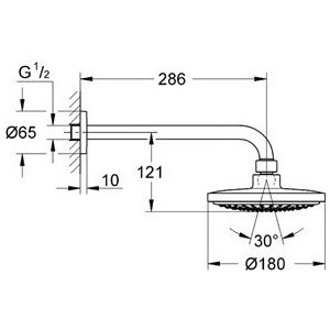 Душевая система Grohe Eurosmart с верхним душем, хром (124440) в Москвe