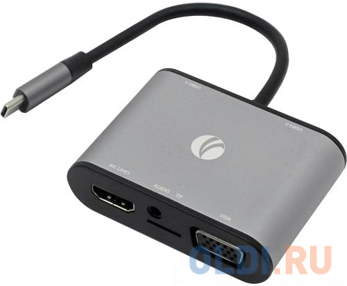 VCOM CU425M Адаптер USB3.1 Type-CM-->HDMI +VGA+3XUSB +PD charging+TF+AUDIO,Aluminum Shell, VCOM  <CU425> в Москвe